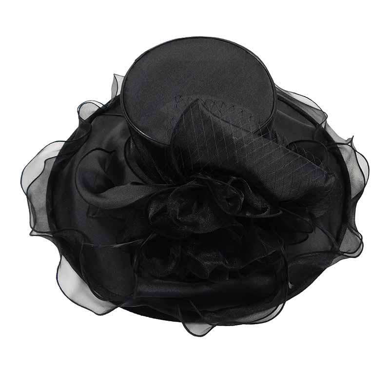 Large Organza Hat with Netting and Feather Accent Dress Hat Something Special Hat    