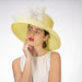 Tiffany Brim Yellow and White Dress Hat with Feather Flower - KaKyCO Dress Hat KaKyCO 301852-yl.wt Yellow  