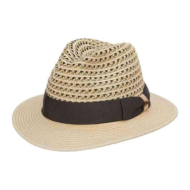 Tommy Bahama Vented Crown Fedora with TB Marlin Pin Fedora Hat Tommy Bahama Hats TBW233-NAT1 Natural S/M (22 1/4") 