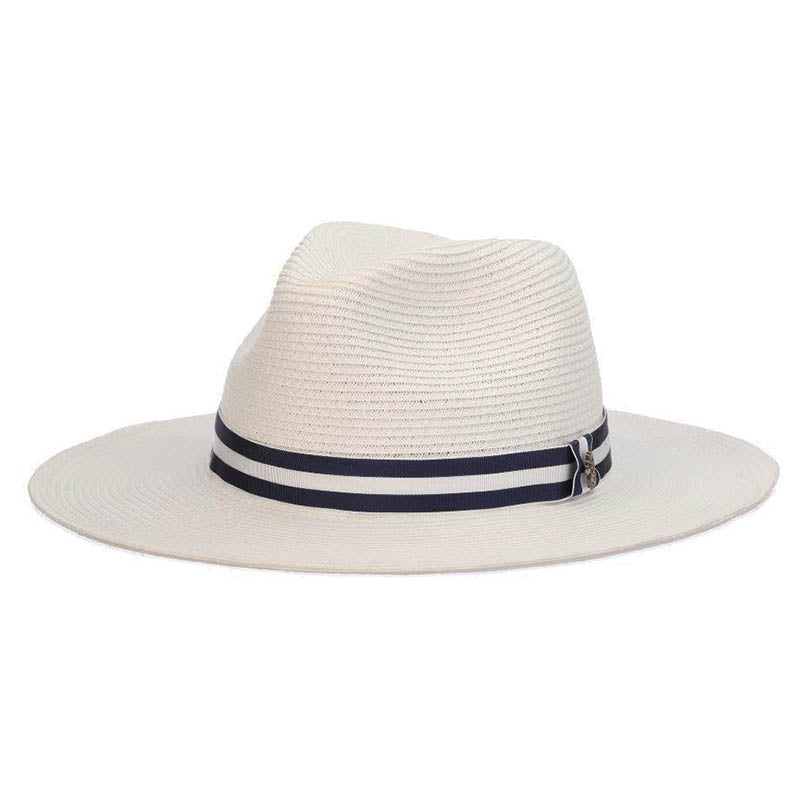 White Panama Style Hat with Striped Band - Tommy Bahama Safari Hat Tommy Bahama Hats TBWL117WHT White Medium (57 cm) 