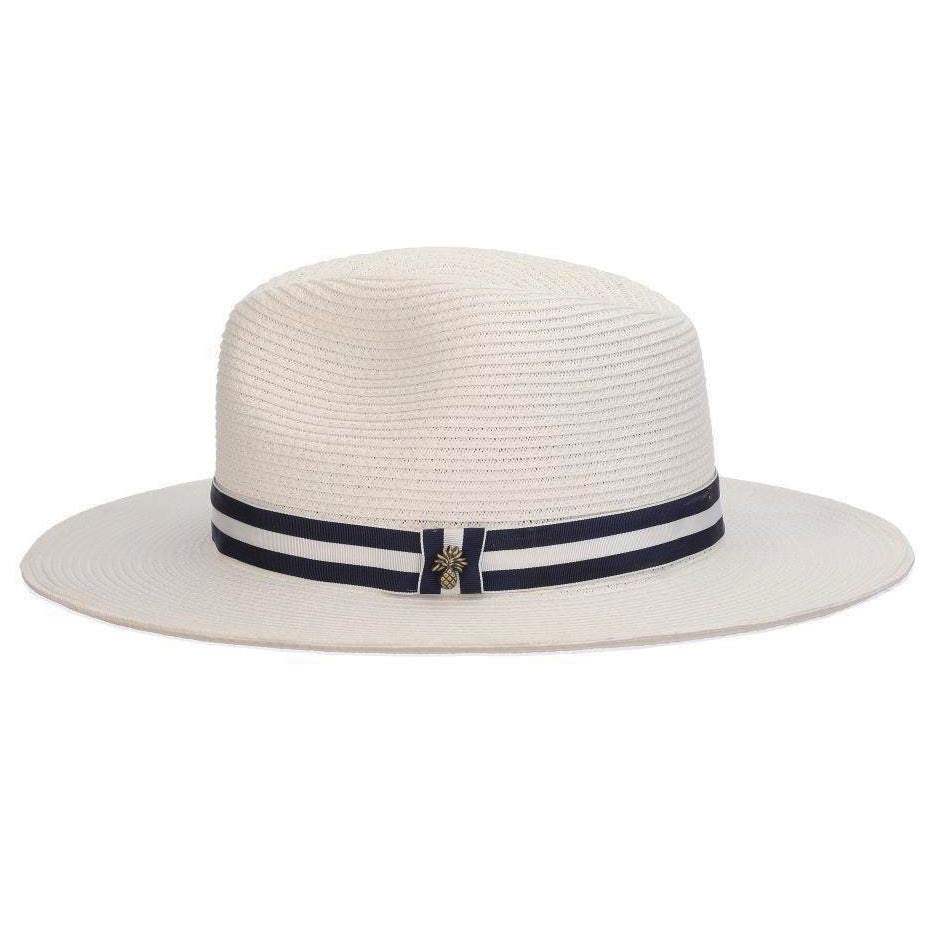 White Panama Style Hat with Striped Band - Tommy Bahama Safari Hat Tommy Bahama Hats    