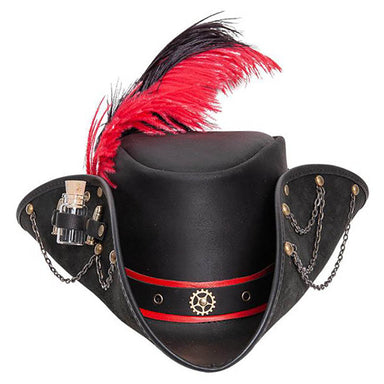 Treasure Black Leather Steampunk Pirate Hat - Steampunk Hatter, USA Cowboy Hat Head'N'Home Hats  Black S (54-55 cm) 