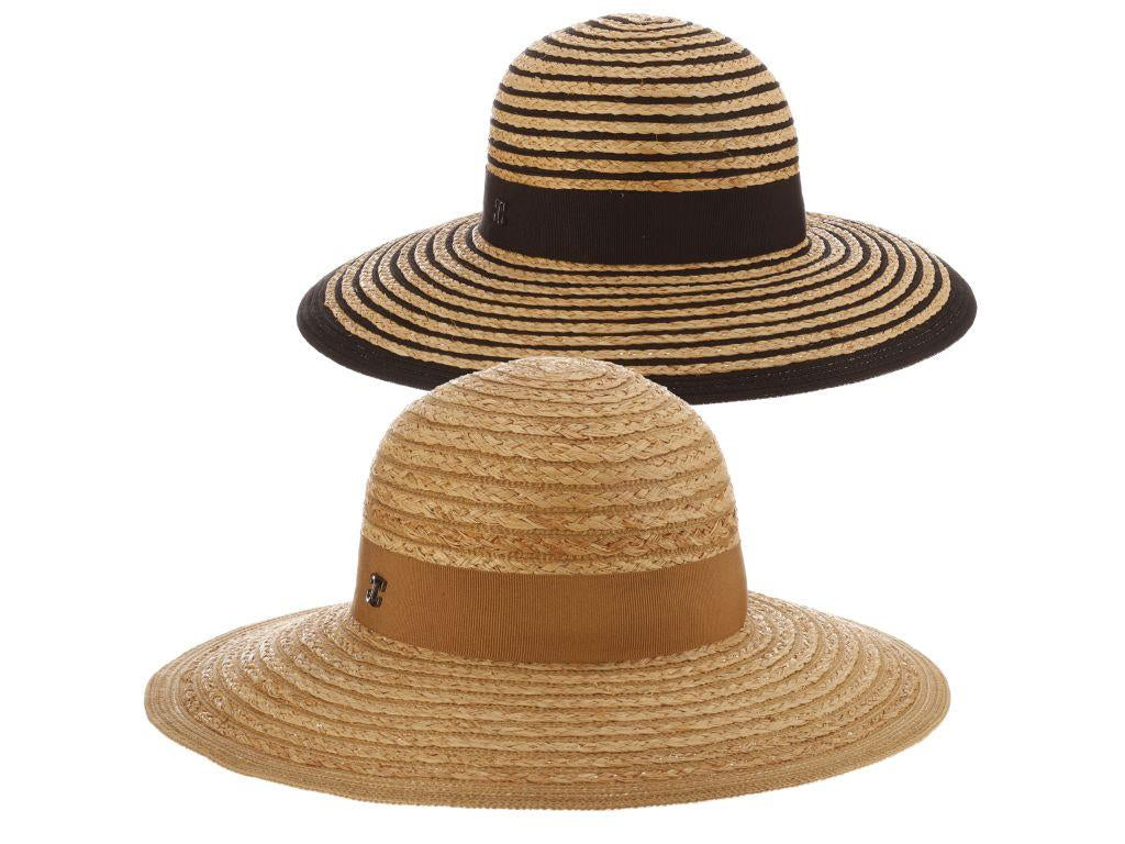Trilanka Raffia Straw and Braid Big Brim Hat - John Callanan Wide Brim Hat Callanan Hats cr340bk Black Medium (57 cm) 