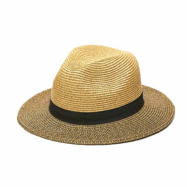 Tweed Braid Fedora Hat - Kallina Safari Hat California Hat Company NS0811bk Black Tweed Medium (57 cm) 