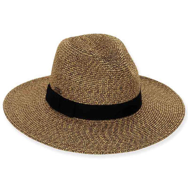 Wide Brim Tweed Straw Safari Hat - Sun 'N' Sand Hats Safari Hat Sun N Sand Hats HH1418A Black Tweed M/L (58 cm) 