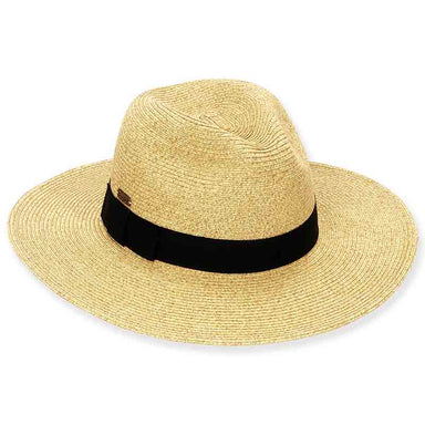 Wide Brim Tweed Straw Safari Hat - Sun 'N' Sand Hats Safari Hat Sun N Sand Hats HH1418C Natural Tweed M/L (58 cm) 
