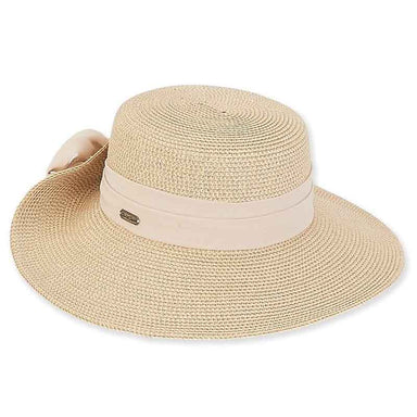 Light Tweed Wide Brim Pinned Up Back Sun Hat - Sun 'N' Sand Hats Facesaver Hat Sun N Sand Hats HH2162A Natural Medium (57 cm) 