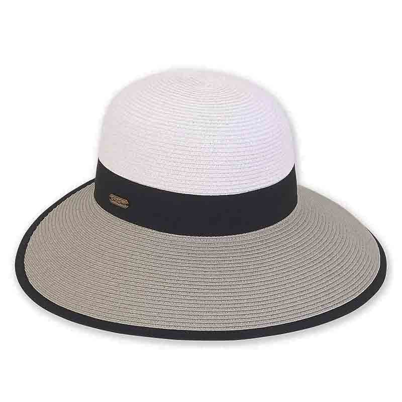 Two Tone Straw Backless Facesaver Hat - Sun 'N' Sand Hats Facesaver Hat Sun N Sand Hats HH2496B White / Grey Medium (57 cm) 