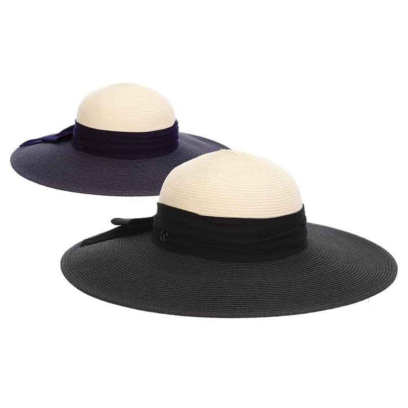 Fine Braid Two Tone Wide Brim Sun Hat - John Callanan Wide Brim Sun Hat Callanan Hats cr356bk Black Medium (57 cm) 
