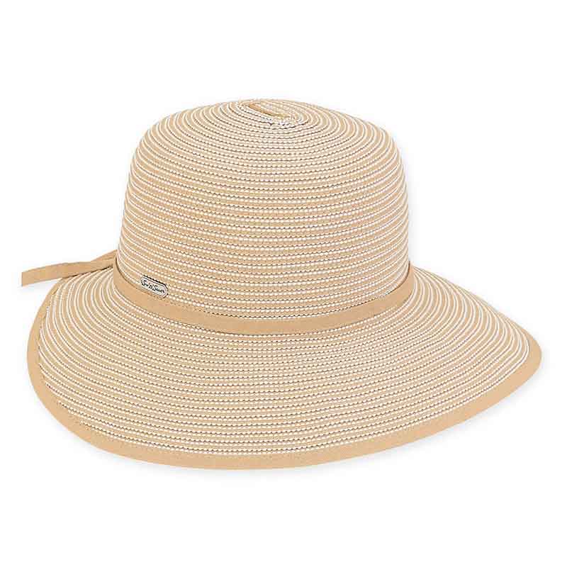 Two Tone Ribbon Facesaver Hat - Sun 'N' Sand Hats Facesaver Hat Sun N Sand Hats HH2417B Beige Medium (57 cm) 