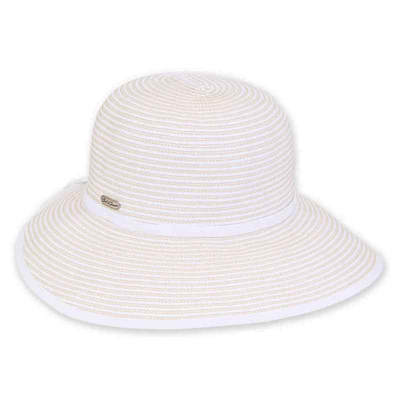 Two Tone Ribbon Facesaver Hat - Sun 'N' Sand Hats Facesaver Hat Sun N Sand Hats HH2417A White Medium (57 cm) 