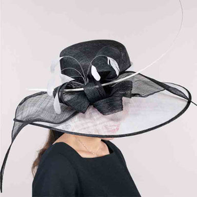 Two Tone Sinamay Salor Hat Black and White - KaKyCO Dress Hat KaKyCO 117113-12.01 Black and White  