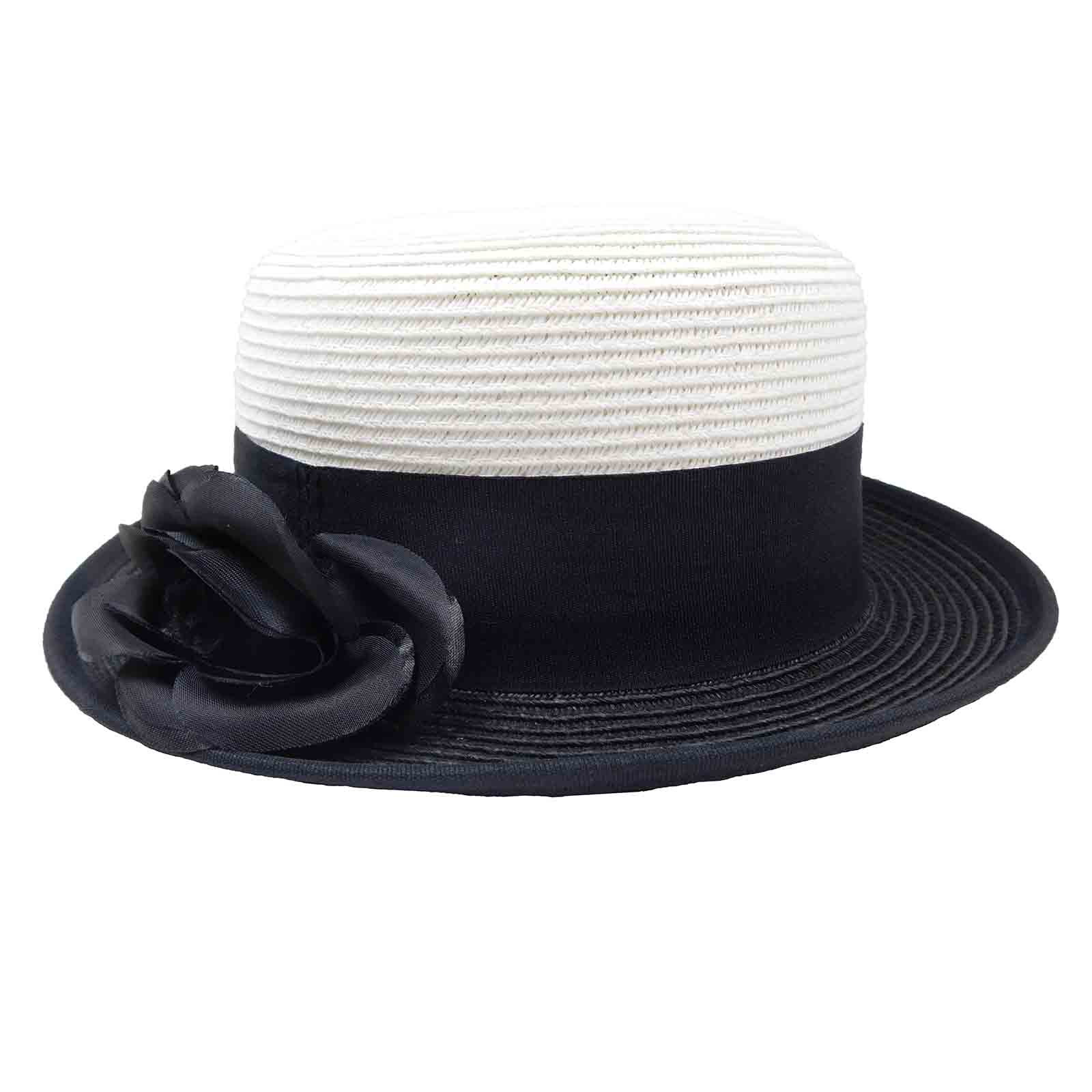 Small Brim Two Tone Boater Hat - Karen Keith Bolero Hat Great hats by Karen Keith BT42wh White  