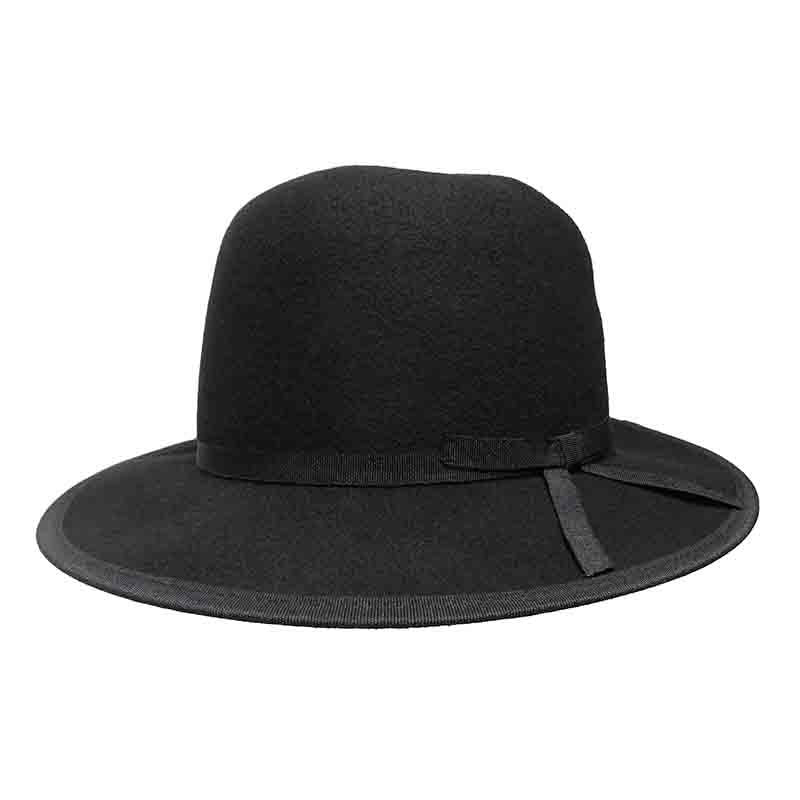 Unisex Wool Felt Hat with Grosgrain Ribbon - JSA Hats Bowler Hat Jeanne Simmons js7886bkl Black Large (59 cm) 