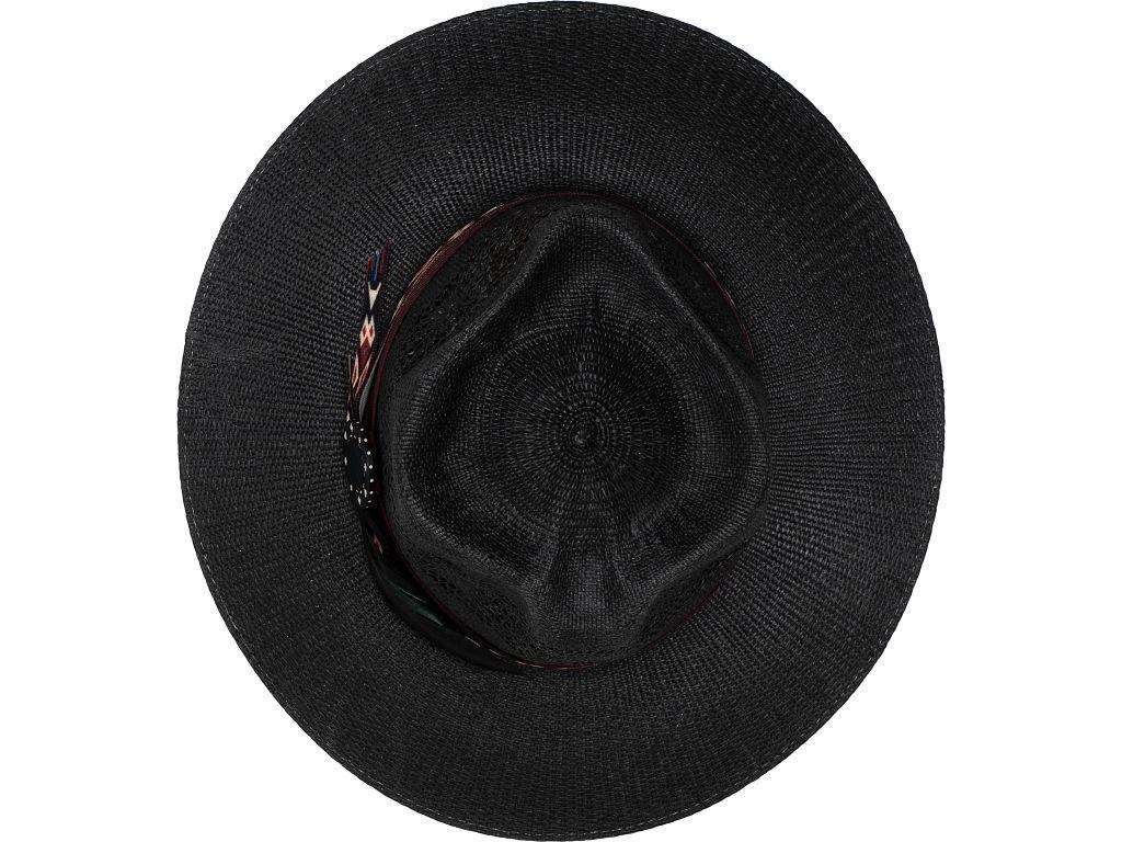 Spade Bangora Straw Black Fedora Hat - Biltmore Vintage Hats  display picture 2