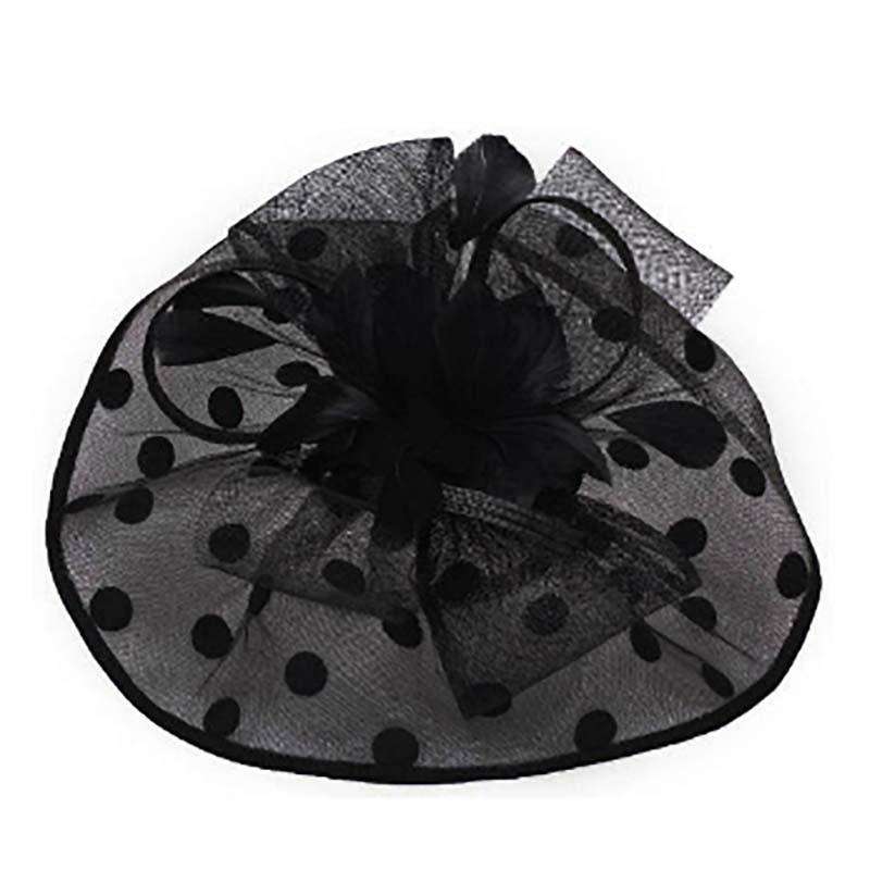 Polka Dot Sinamay Fascinator Fascinator Something Special Hat UQ6505 Black  