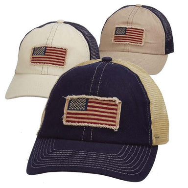DPC Unstructured Trucker's Cap with USA Flag Cap Dorfman Hat Co.    