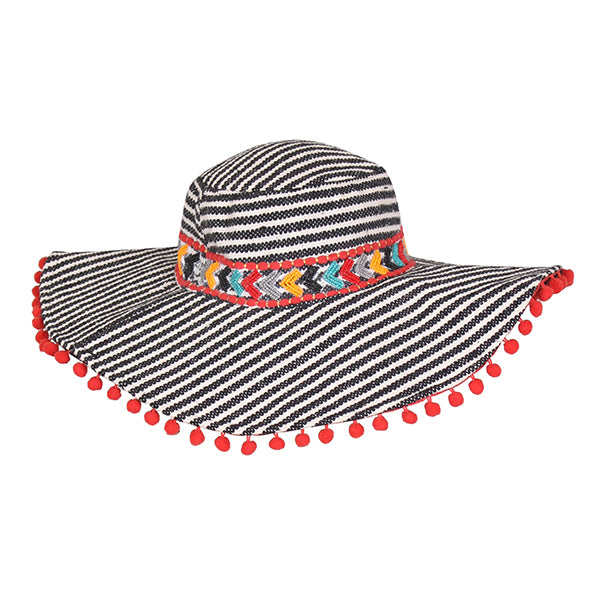 America & Beyond Samba Red Beaded Striped Bohemian Hat Medium NWT SALE 50% OFF - Orange Line Pattern Beaded Fedora Hatband for  main image 4