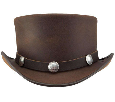 El Dorado Leather Steampunk Top Hat with Buffalo Band - Brown Top Hat Head'N'Home Hats eldoradoBNX Brown X-Large 