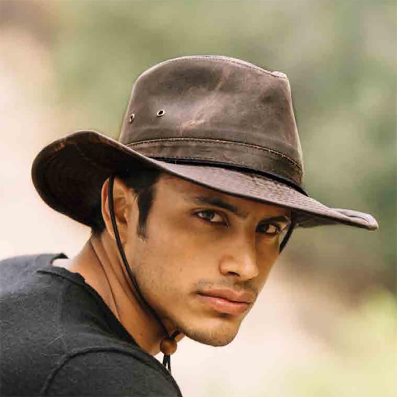 Golf Hat Dorfman-pacific Weathered Cotton Outback Hat With Chin