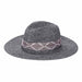 Large Brim Panama Hat with Knit Band - Kallina Safari Hat California Hat Company cs2034bk Black Heather Medium (57 cm) 