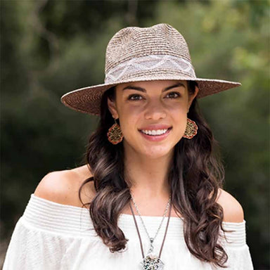 Large Brim Panama Hat with Knit Band - Kallina Safari Hat California Hat Company cs2034tn Tan Heather Medium (57 cm) 