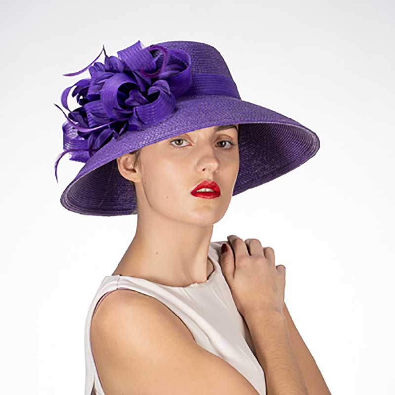 Black Feather Flower Down Brim Church Hat - KaKyCO — SetarTrading Hats
