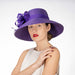 Purple Feather Flower Down Brim Church Hat - KaKyCO, Dress Hat - SetarTrading Hats 