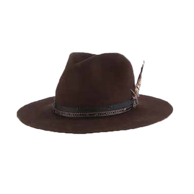 Folk Distressed Look Wool Felt Western Hat - Biltmore Hats Safari Hat Biltmore Hats BFNN50Folk32M Chocolate Medium  (57 cm) 