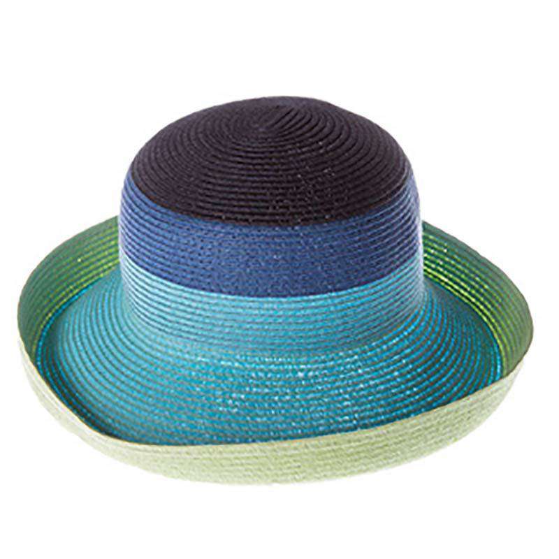 Striped Straw Up Turned Brim Sun Hat, Kettle Brim Hat - SetarTrading Hats 