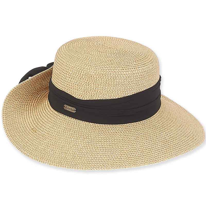 XL Size Women's Hats: Wide Brim Pinned Up Back Sun Hat -Sun 'n' Sand Tan / XL (61 cm)