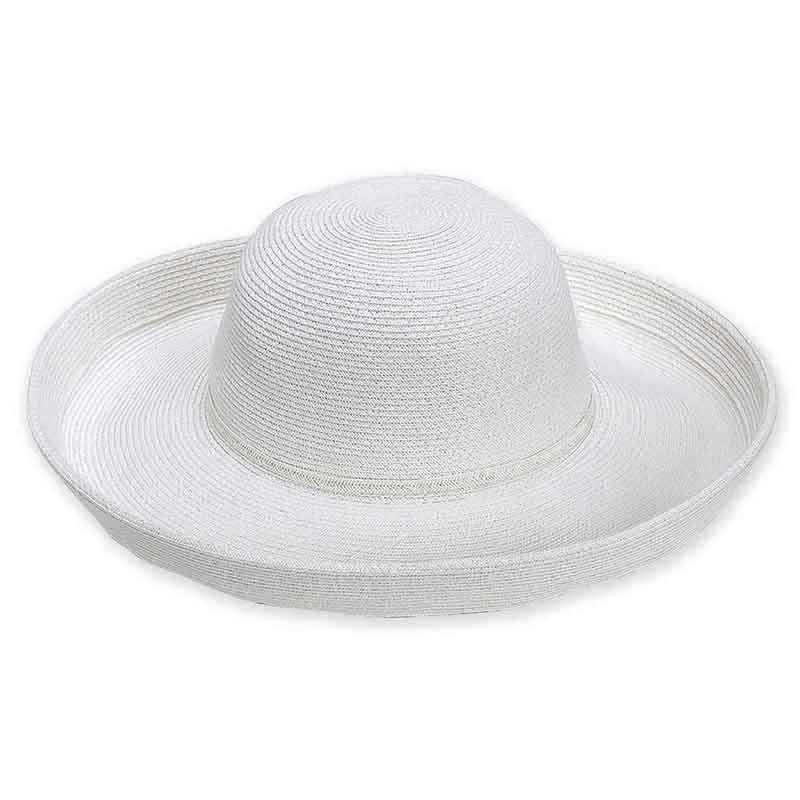 Large Size Women's Hats: Up Turned Brim Straw Hat - Sun 'N' Sand Hats Kettle Brim Hat Sun N Sand Hats HH803I-XL White Large (59 cm) 