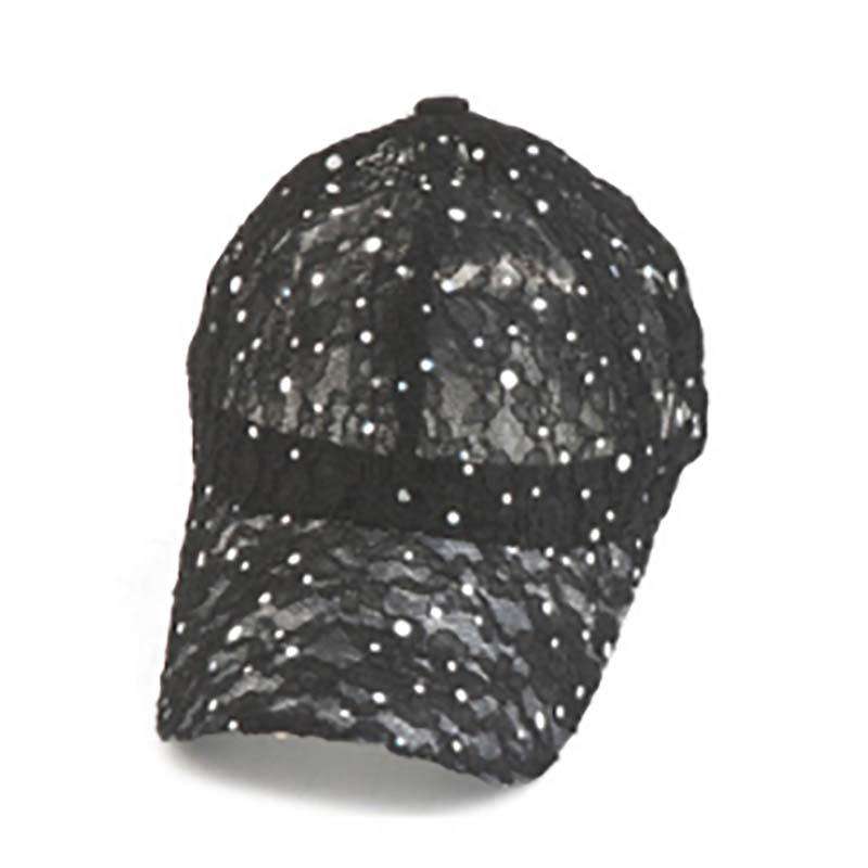 Glitter Lace Baseball Cap Cap Something Special Hat yf7201bk Black  