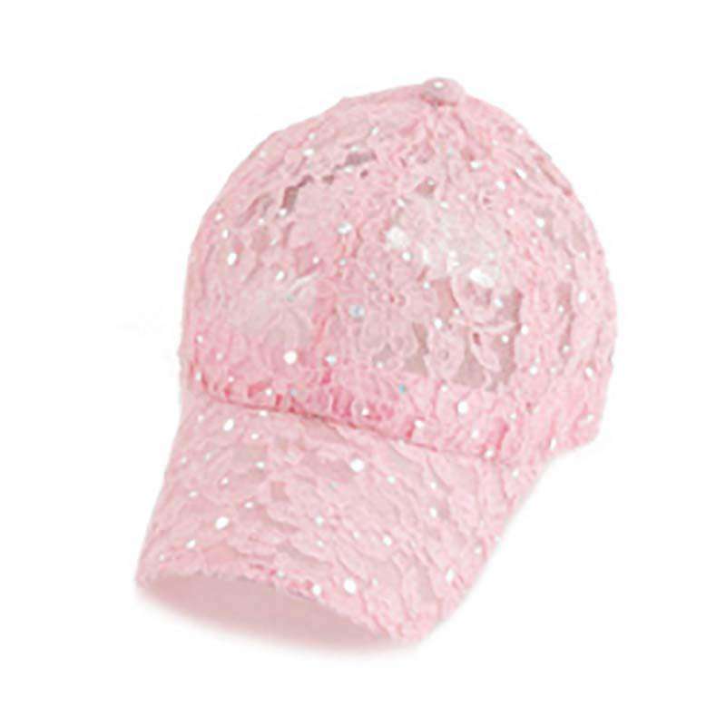 Glitter Lace Baseball Cap Cap Something Special Hat yf7201pk Pink  