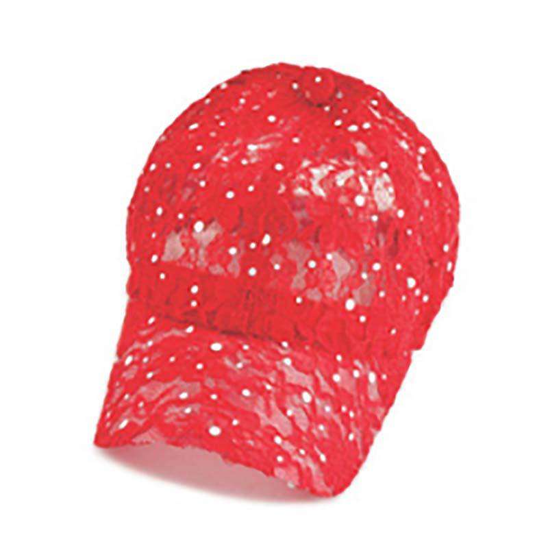 Glitter Lace Baseball Cap Cap Something Special Hat yf7201rd Red  