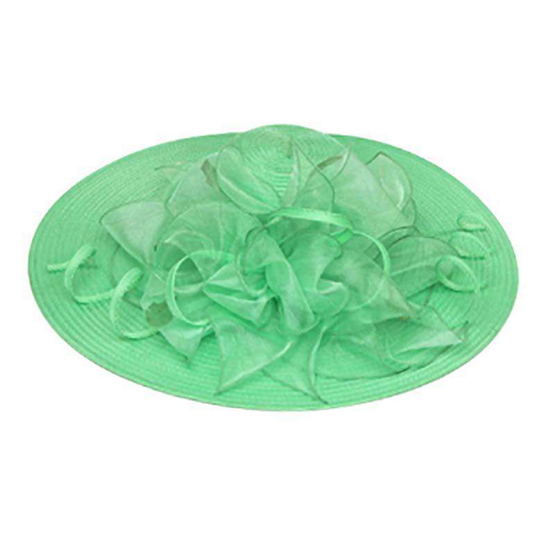 Crain and Ruffle Organza Hat Dress Hat Something Special Hat YH2614GN Green  