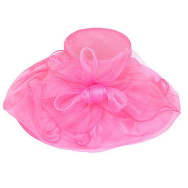 Large Organza Hat with Mesh Bow Knot Dress Hat Something Special Hat WSyh2616PK Pink  