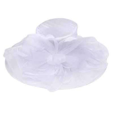 Large Organza Hat with Mesh Bow Knot Dress Hat Something Special Hat WSyh2616WH White  