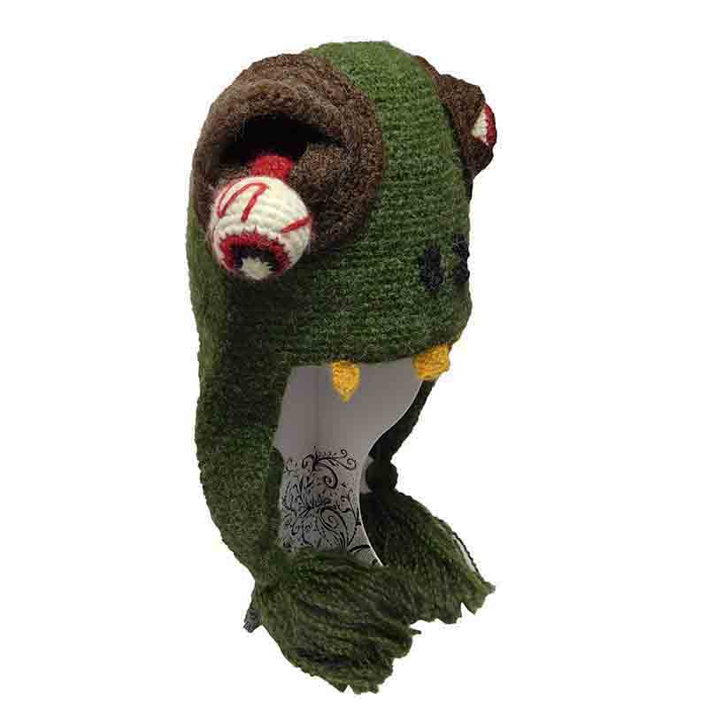 Popping Eyeballs Green Monster Knit Trapper Hat - Peruvian Trading Co Trapper Hat Peruvian Trading Co    